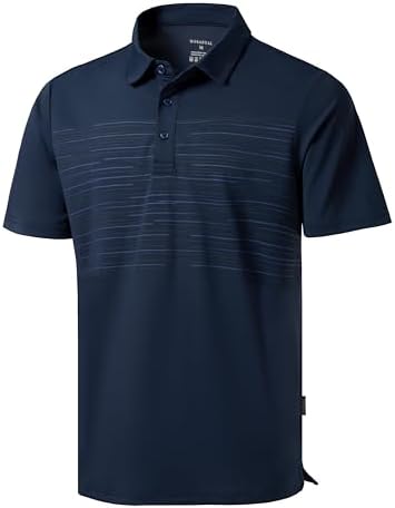 Men's dry fit golf polo, navy coloured lines