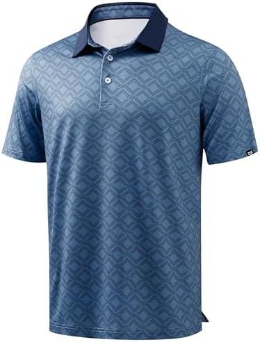 Men's dry fit golf polo, navy quadrilateral
