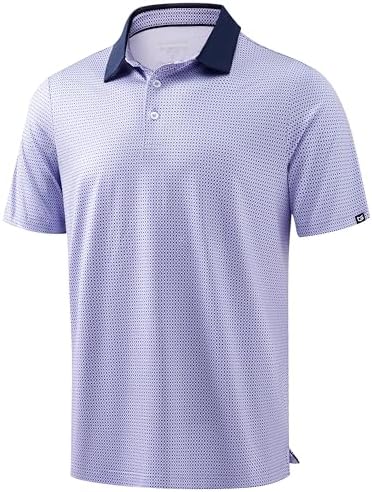 Men's dry fit golf polo, purple geometry