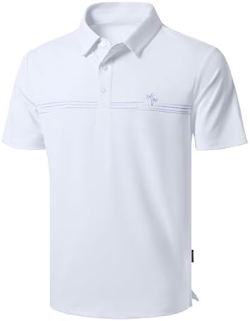 Men's dry fit golf polo, white coco tree
