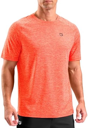 Men's dry fit performance tee, coral orange