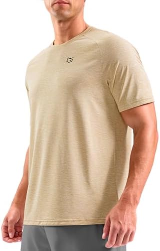 Men's dry fit performance tee, wheat khaki