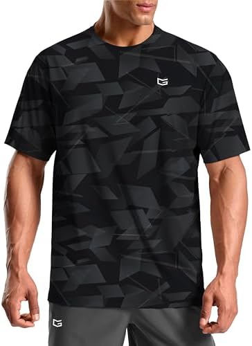 Men's dry fit running tee, black graphic