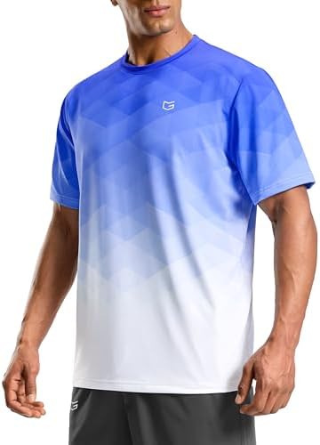 Men's dry fit running tee, blue / white gradient