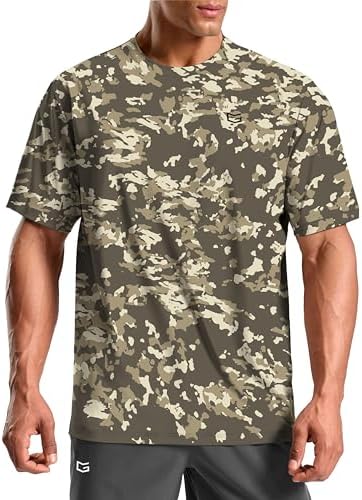 Men's dry fit running tee, brown camo