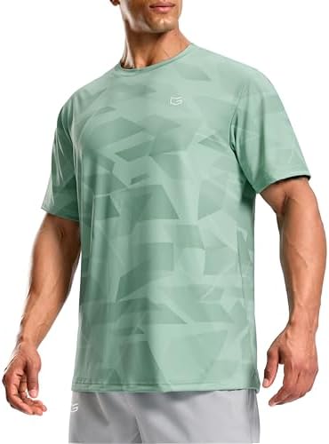 Men's dry fit running tee, green graphic
