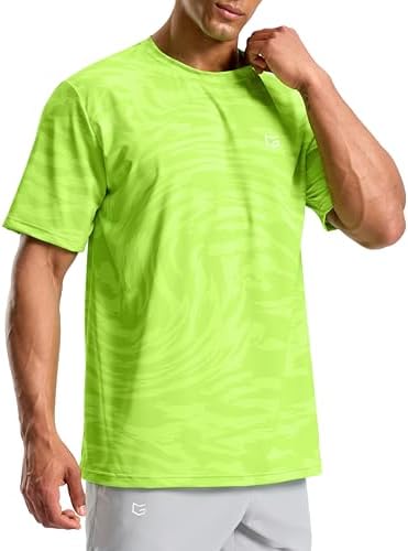 Men's dry fit running tee, green neon