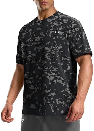 Men's dry fit running tee, grey camo