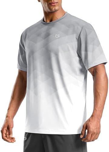 Men's dry fit running tee, grey / white gradient