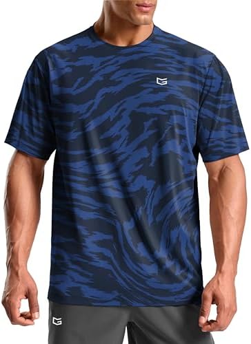 Men's dry fit running tee, navy neon
