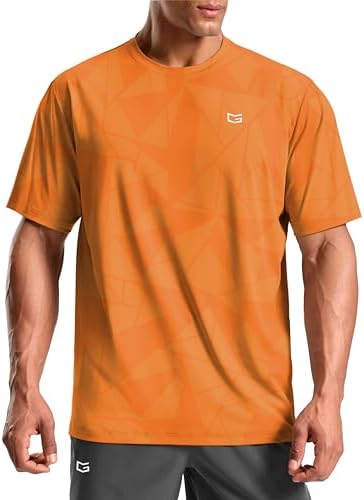 Men's dry fit running tee, orange linear