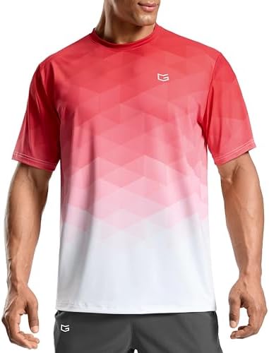 Men's dry fit running tee, red / white gradient