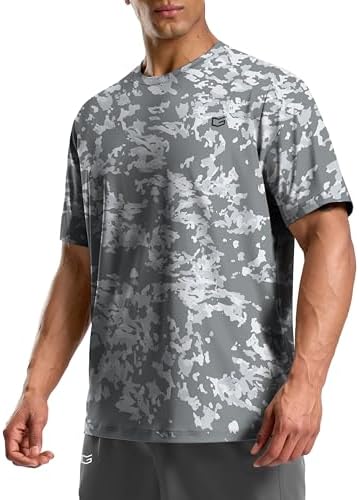 Men's dry fit running tee, silver camo