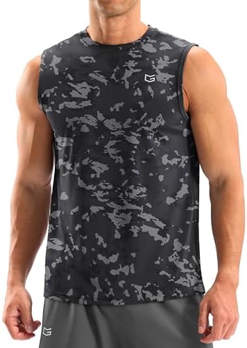 Men's dry fit tank top, black camo