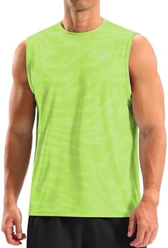 Men's dry fit tank top, lime green ripple