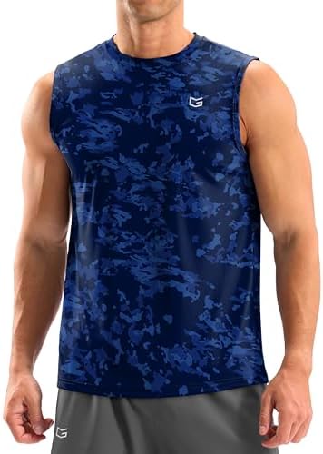 Men's dry fit tank top, navy blue camo