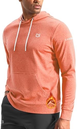 Men's fleece athletic hoodie, orange heather