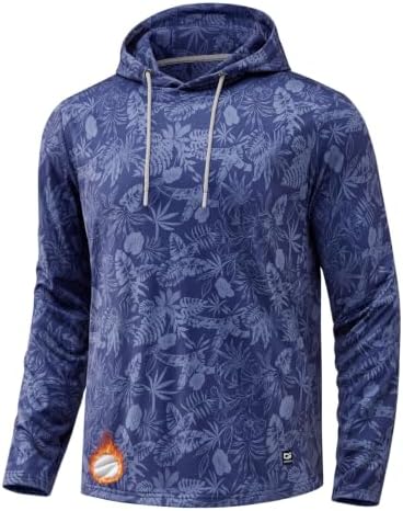Men's fleece golf hoodie, navy palm leaves