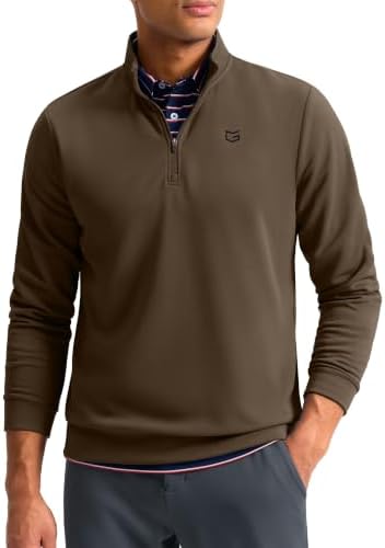 Men's fleece golf quarter zip, coffee