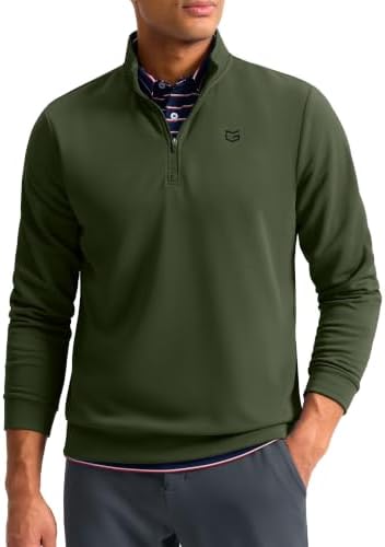 Men's fleece golf quarter zip, dark green