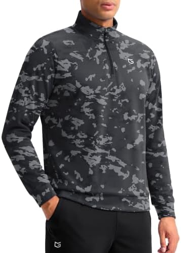 Men's fleece golf quarter zip, grey black camo