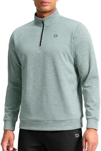Men's fleece golf quarter zip, light green heather