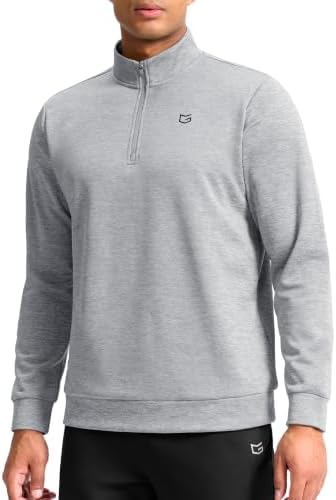 Men's fleece golf quarter zip, light grey heather