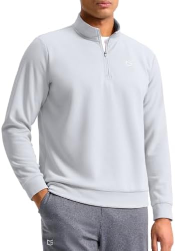 Men's fleece golf quarter zip, light grey