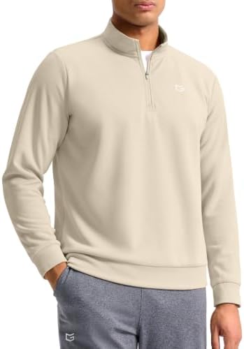 Men's fleece golf quarter zip, light khaki
