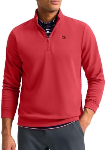 Men's fleece golf quarter zip, red
