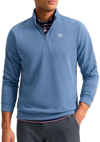 Men's fleece golf quarter zip, slate blue