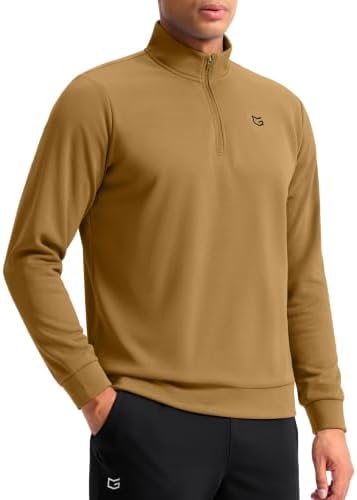 Men's fleece golf quarter zip, stone yellow