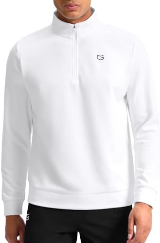 Men's fleece golf quarter zip, white