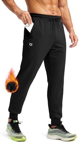 Men's fleece joggers, water resistant, black