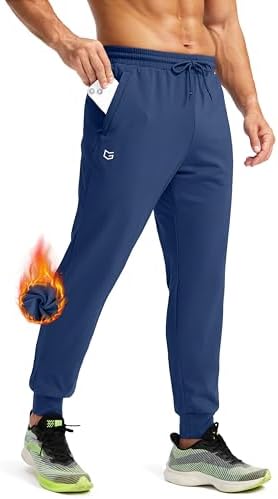 Men's fleece joggers, water resistant, blue