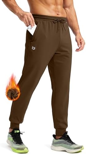 Men's fleece joggers, water resistant, brown