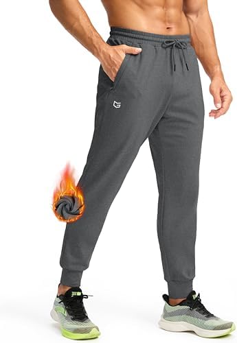 Men's fleece joggers, water resistant, charcoal