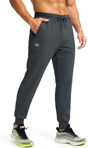 Men's fleece joggers, water resistant, dark grey