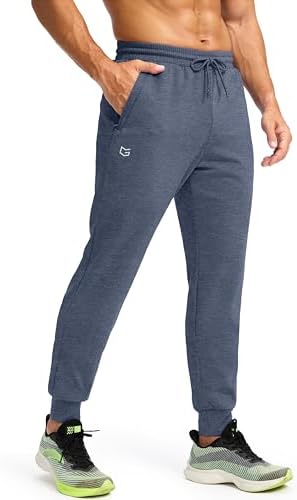 Men's fleece joggers, water resistant, heather dusty blue