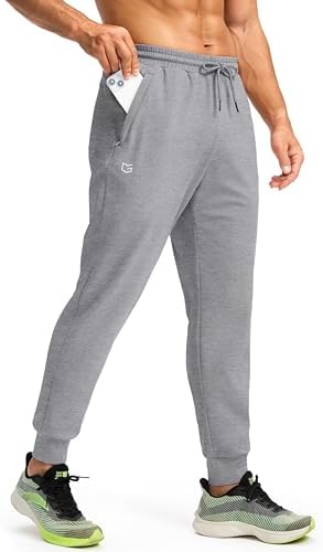 Men's fleece joggers, water resistant, heather medium grey