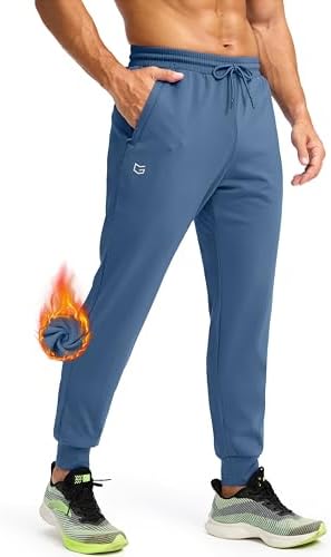 Men's fleece joggers, water resistant, slate blue