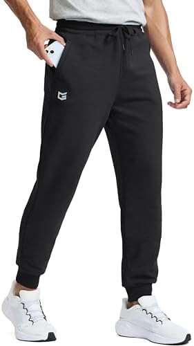 Men's fleece-lined cotton joggers, black