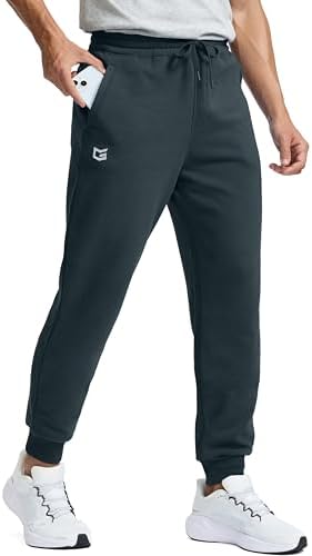 Men's fleece-lined cotton joggers, dark grey