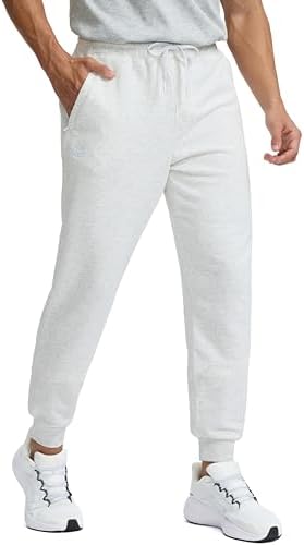 Men's fleece-lined cotton joggers, heather light grey
