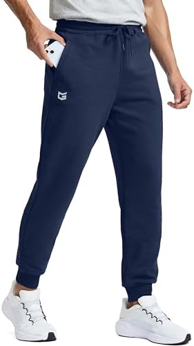 Men's fleece-lined cotton joggers, navy