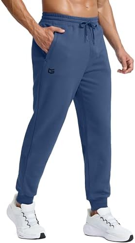 Men's fleece-lined cotton joggers, peacock blue
