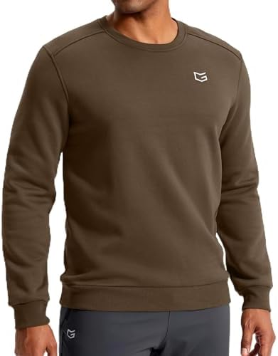 Men's fleece-lined crewneck, apricot brown