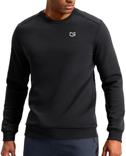 Men's fleece-lined crewneck, black