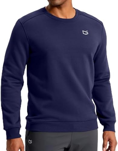 Men's fleece-lined crewneck, deep blue