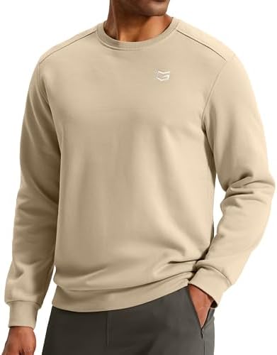 Men's fleece-lined crewneck, khaki